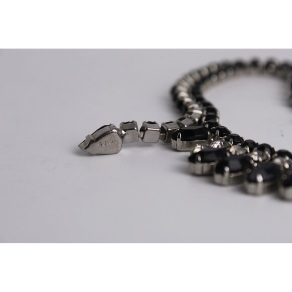 Weiss Rhinestone Necklace, Vintage Black Marquise Fringe, Signed Choker Evening - Picture 6 of 15